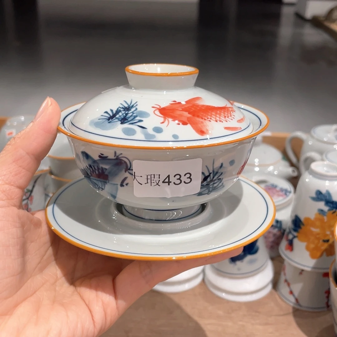 釉下彩纯手绘有瑕