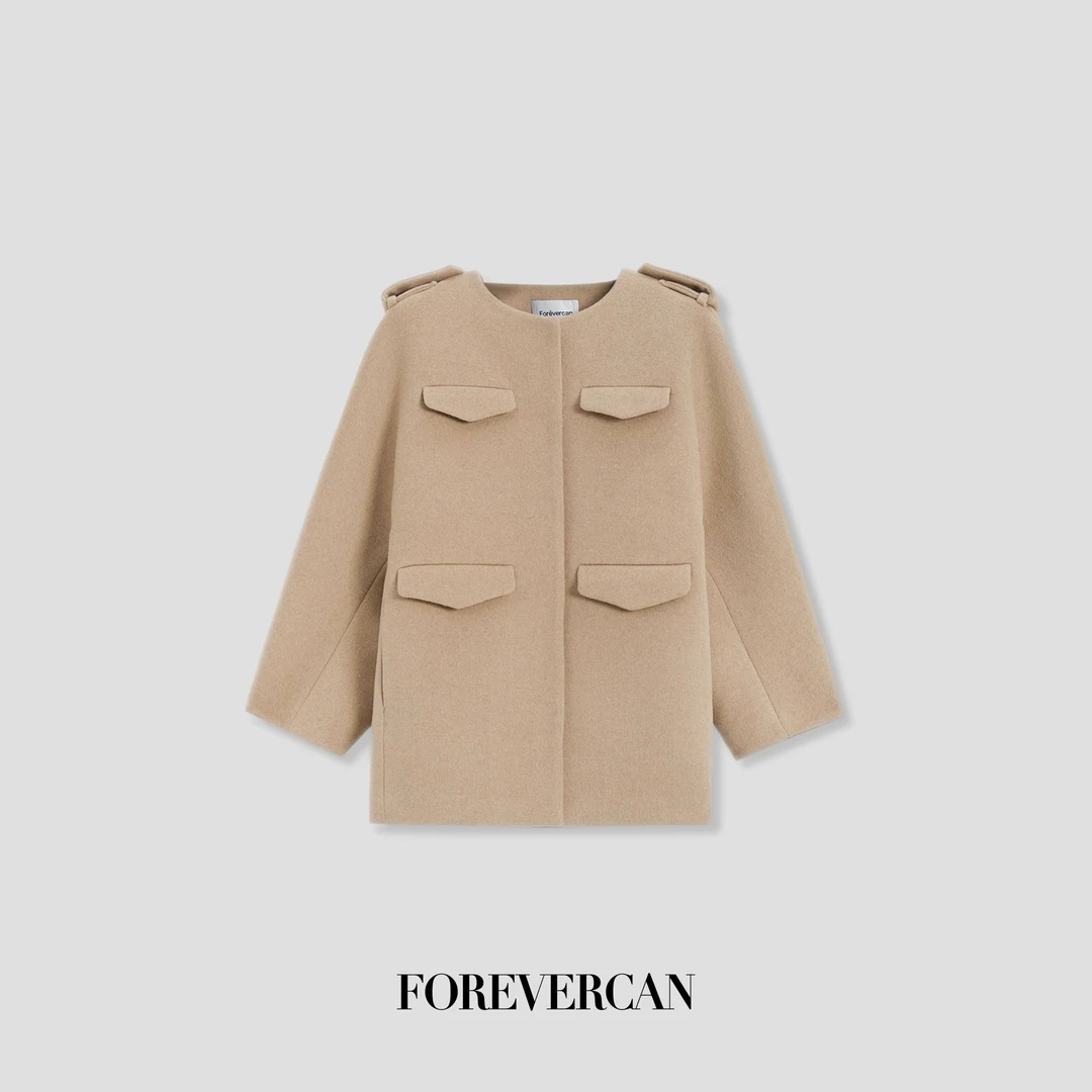 FOREVERCAN“佩纳宮”客订美利奴羊毛呢披肩斗篷大衣外套 SC22473