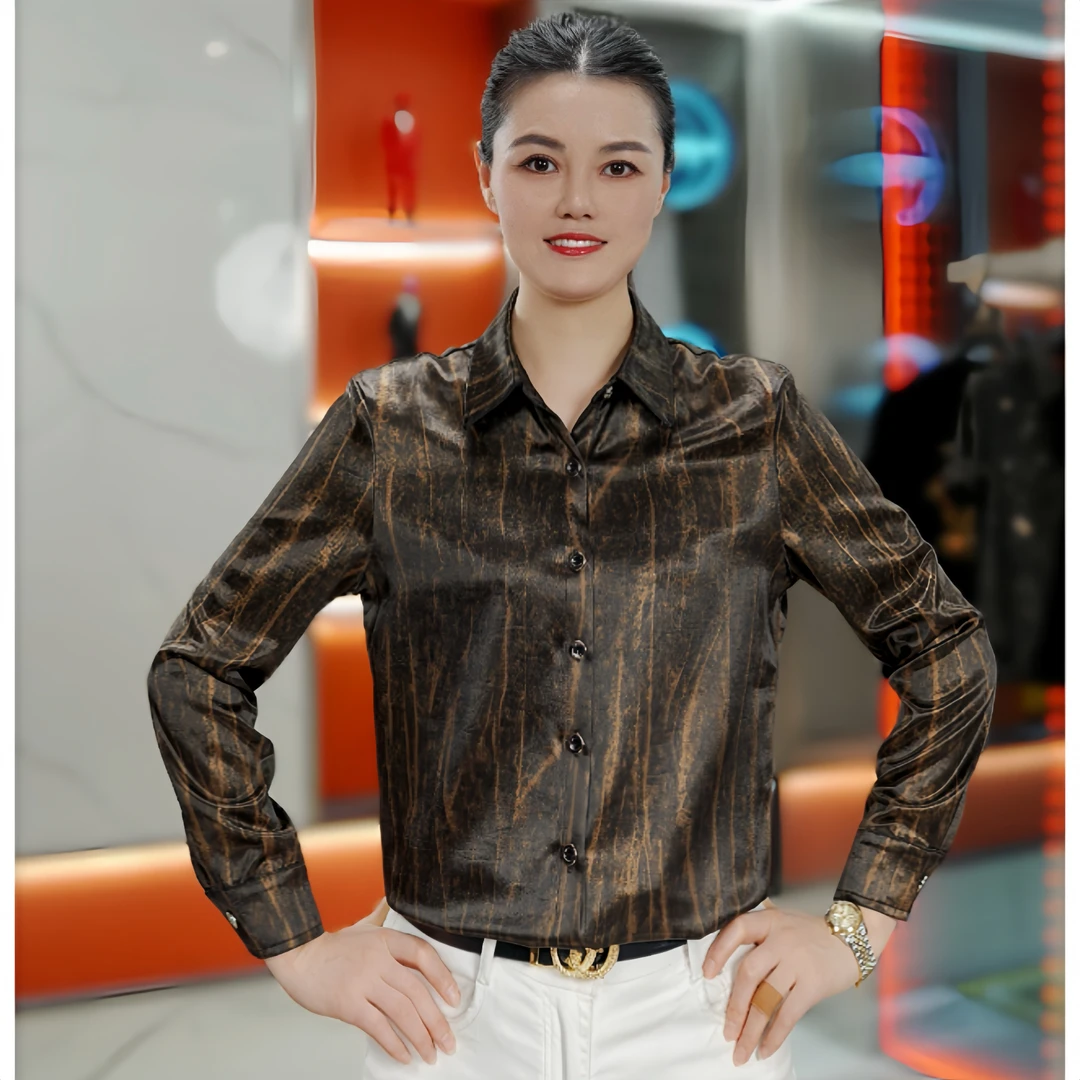 2025秋季新款男士鎏金缎抗皱免烫透气亲肤时尚百搭长袖衬衫