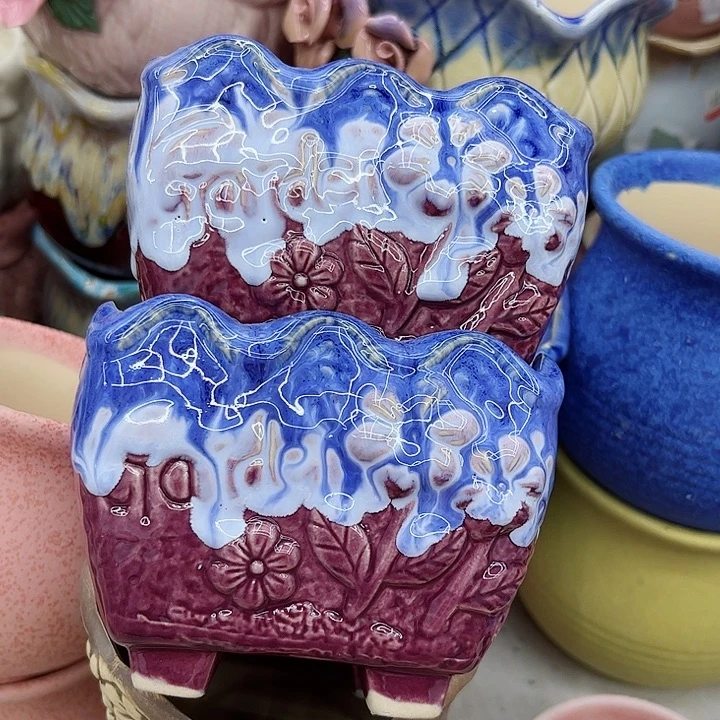 多肉绿植陶瓷花盆9.9包邮，有孔