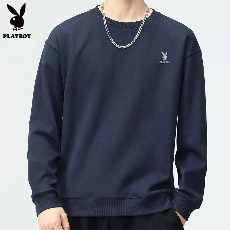 PLAYBOY/花花公子新疆长绒棉2025秋新款男士卫衣圆领外套长袖休闲