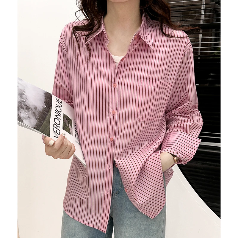 （衣兮气质小口袋条纹衬衫）85022早秋法式小众设计休闲百搭衬衫Z