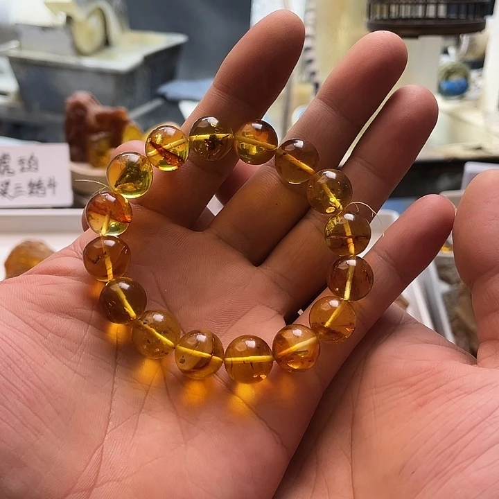 狠***枚手链琥珀未镶嵌天然琥珀蜜蜡