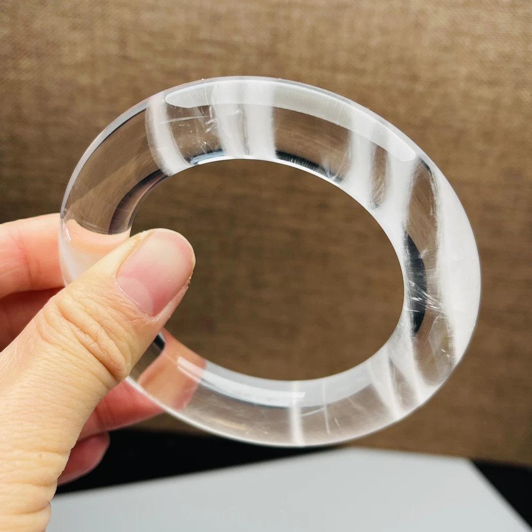 金柳珠宝天然千层山白兔毛手镯圆条尺寸60-14.5粗一物一图