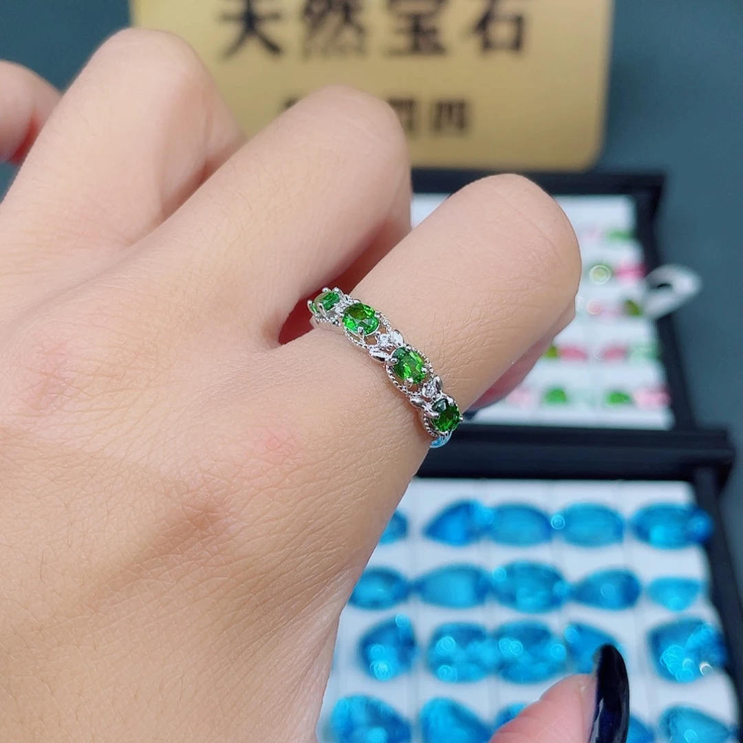 透辉石透辉石排戒银S925镶嵌