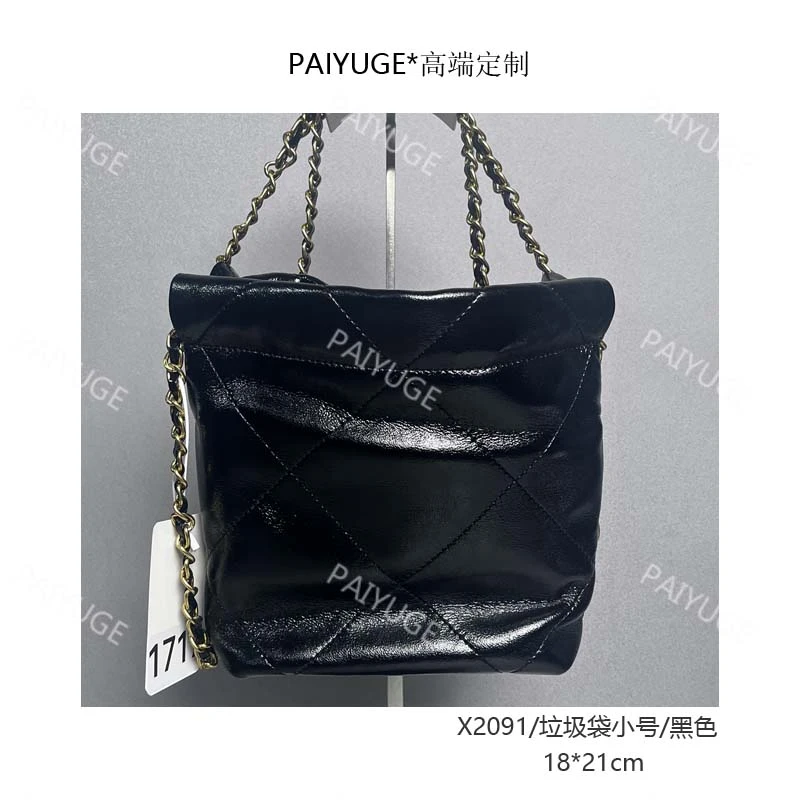 X2091/垃圾袋小/黑色paiyuge高端订制女士手提单肩斜挎包1717孤品
