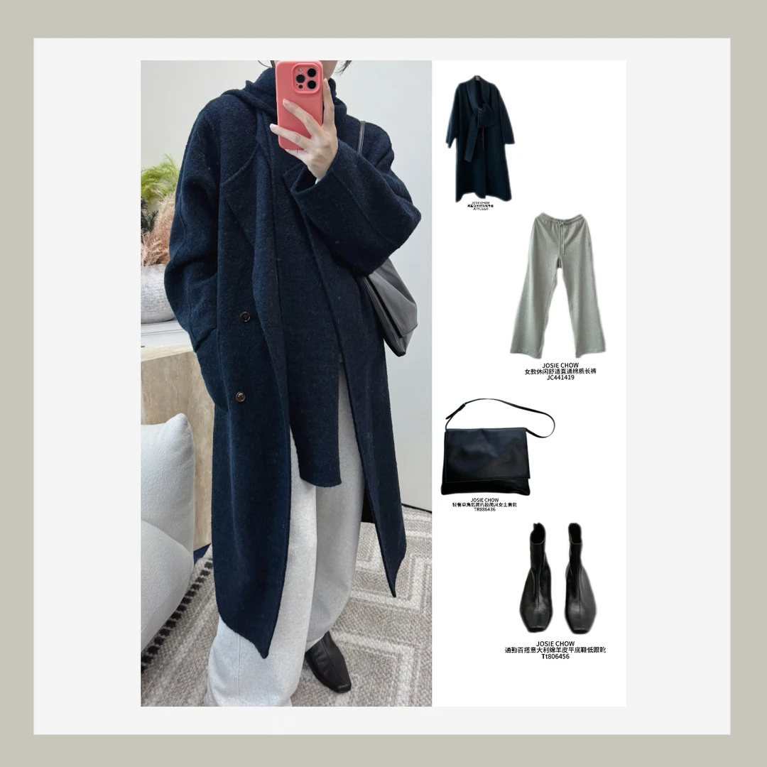 JOSIE CHOW【藏青色】长款休闲外套。JC7911220