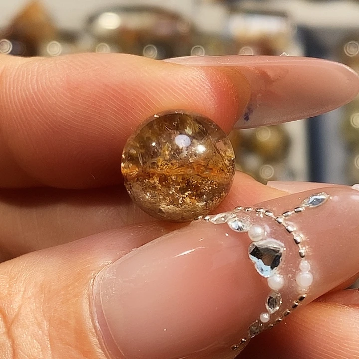 水晶未镶嵌手串黄幽灵卡12放漏