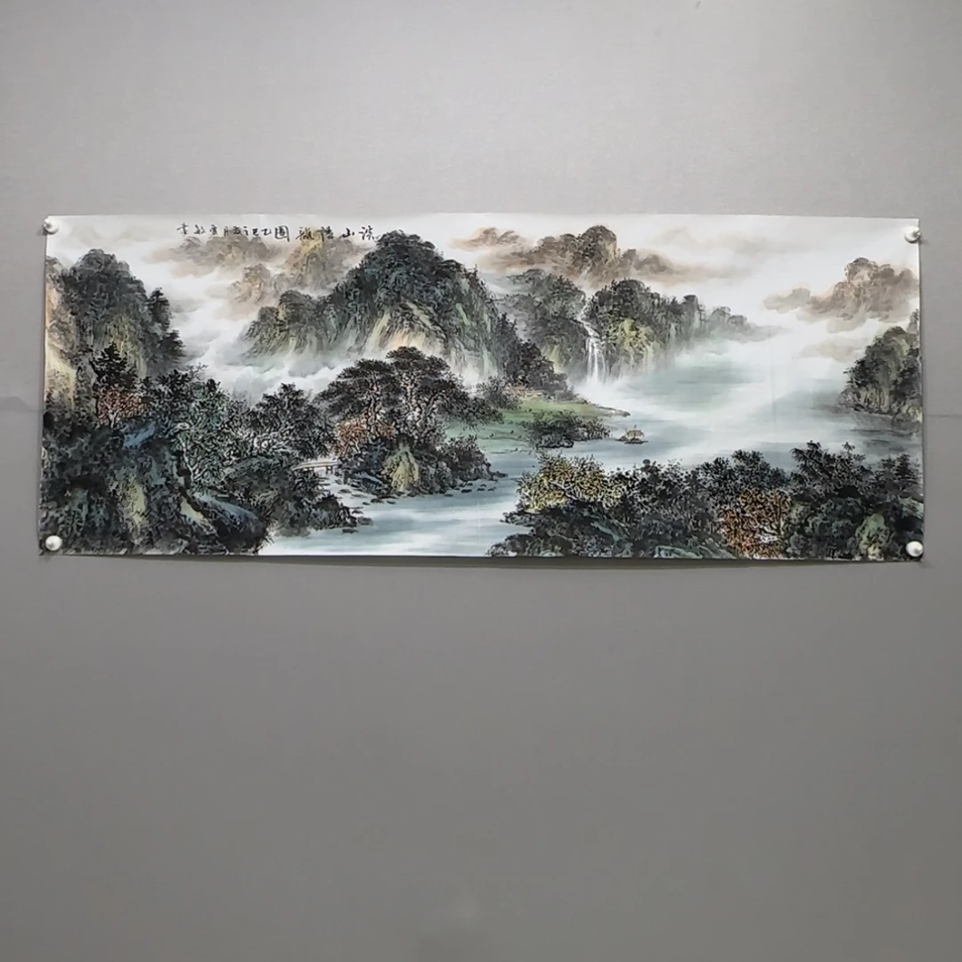 国画横幅六尺精品山水贾敏
