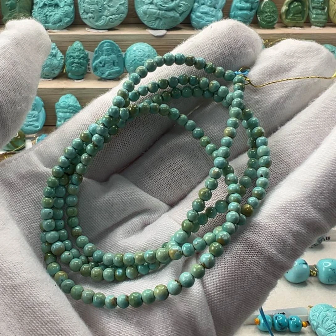 未镶嵌绿松石米珠串3mm