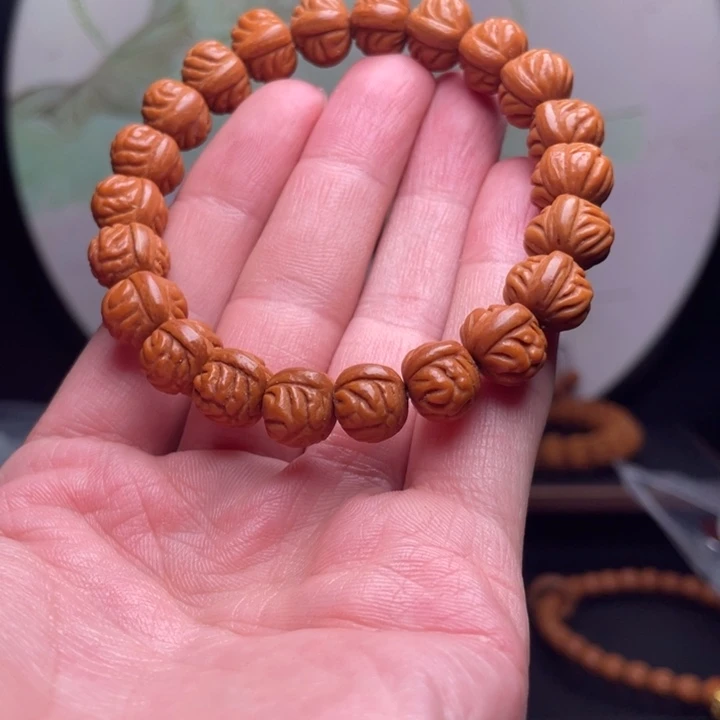 桃核手串12金蟾手串