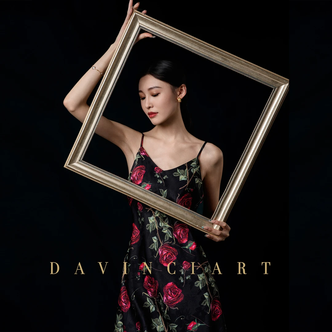 达芬奇密码【黑金玫瑰】新款女士气质性感睡裙显瘦印花睡衣