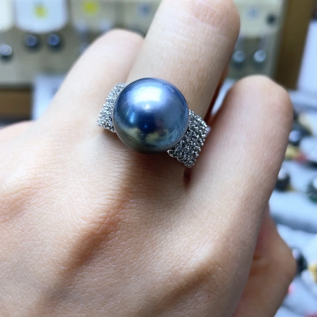 海水珍珠戒指银S925镶嵌