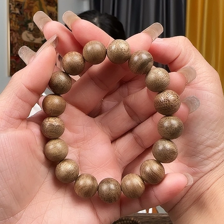 沉香手串1.3白木香黑油格单圈多样性发一