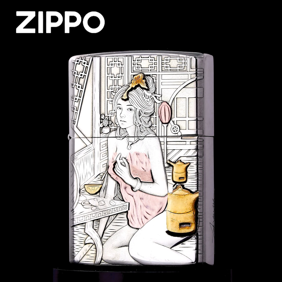 ZIPPO打火机正品S925银重甲美女二代潘金莲/送礼收藏【达人链接】