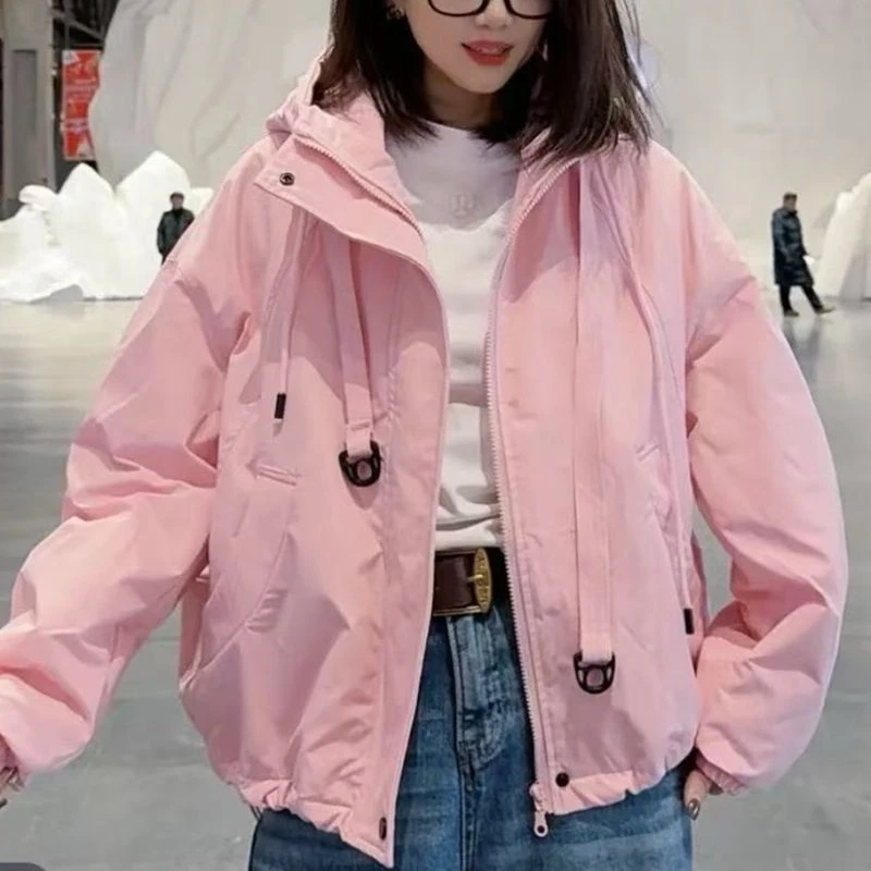 潮秀儿家大码春季新款显瘦欧货时尚宽松休闲冲锋衣外套6187