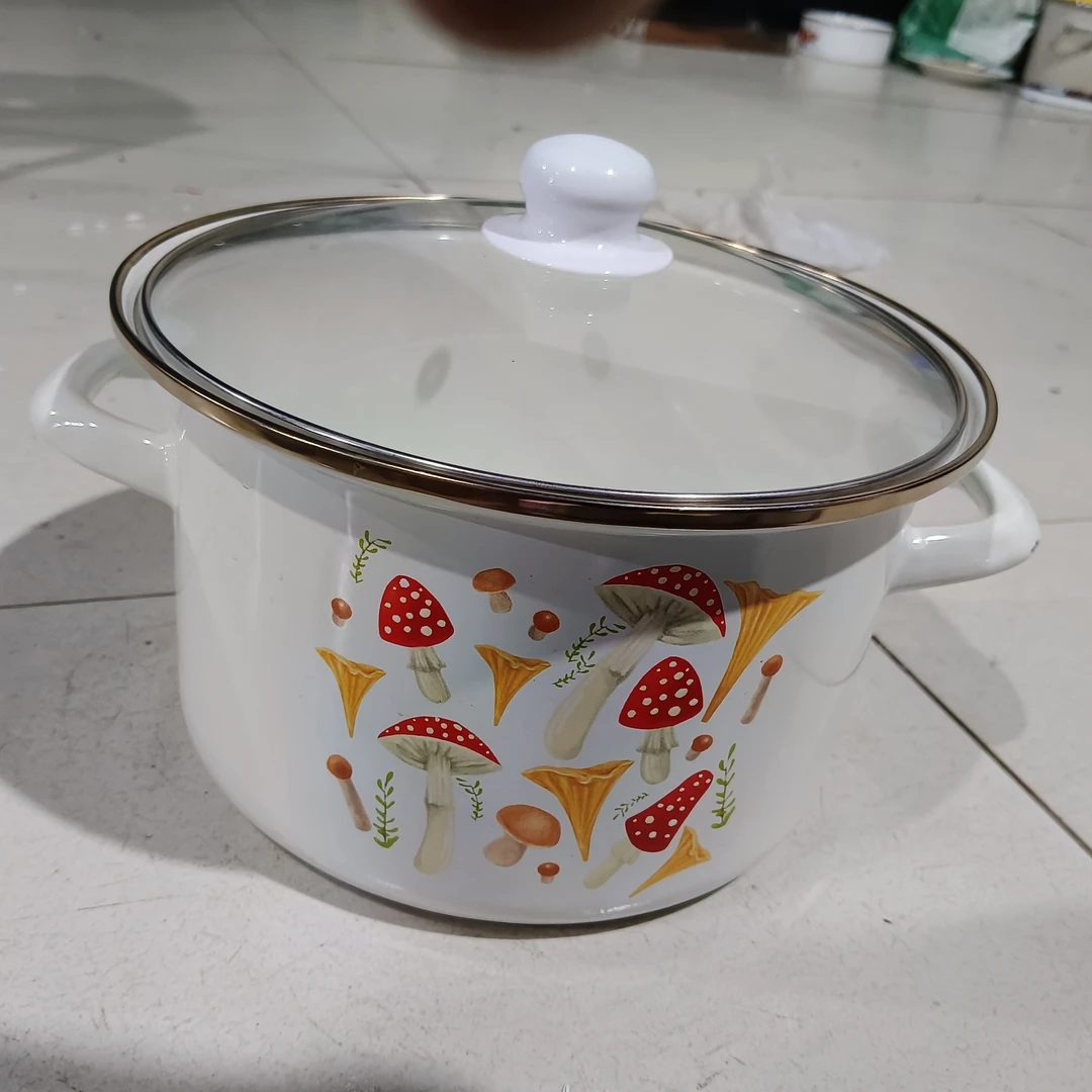 22口径新搪瓷高桶锅瑕疵处理花色颜色随机发