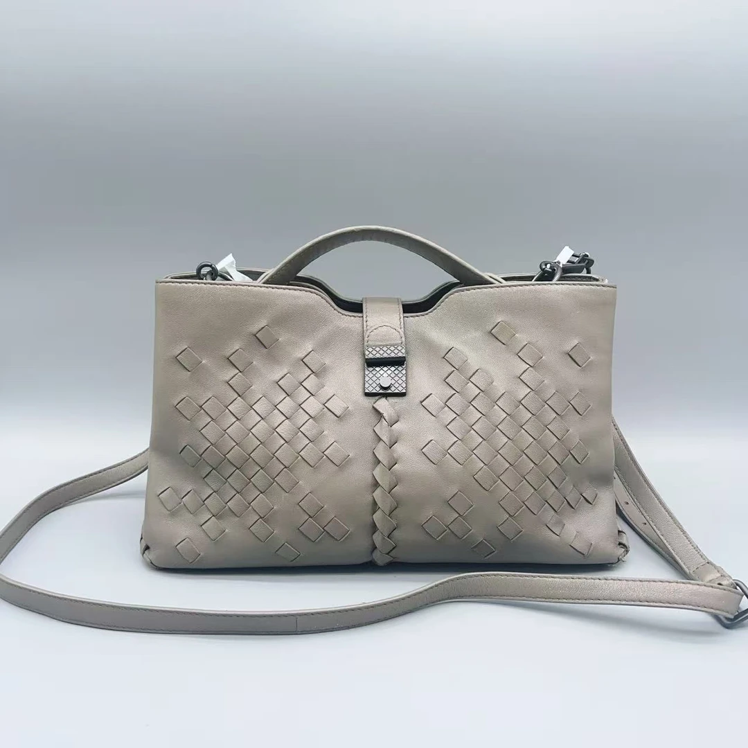 95新 BOTTEGA VENETA/葆蝶家  浅灰色手提单肩包  1662 2859