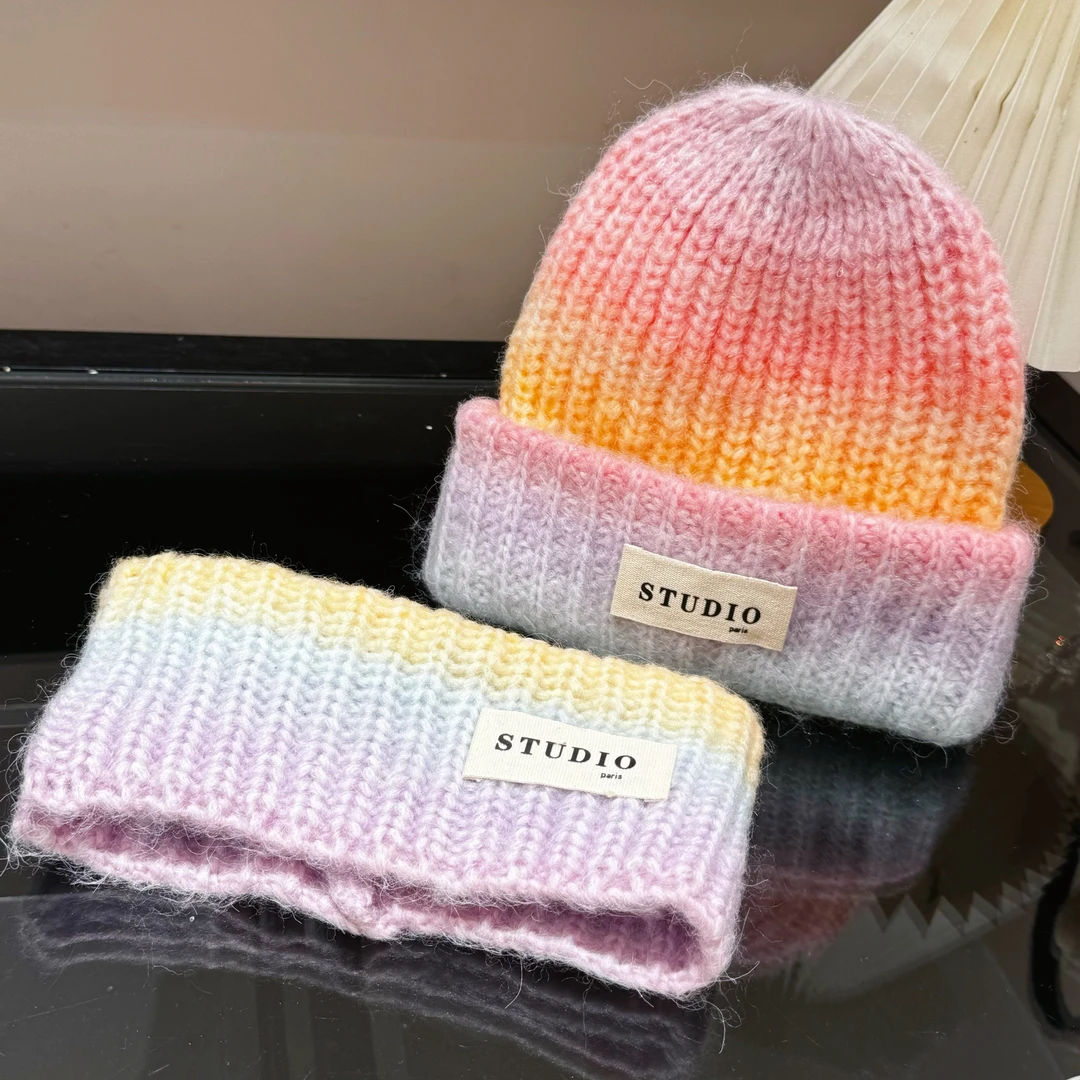 雏奇精选  彩虹针织帽+围脖 M14【2岁-7岁】