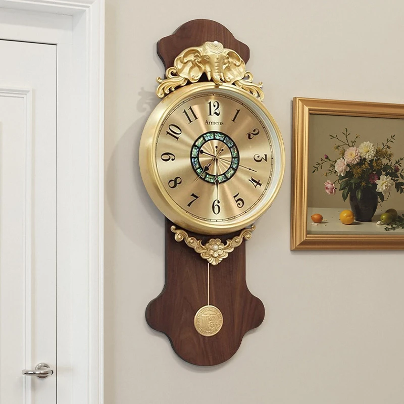 新中式客厅挂钟轻奢创意摆钟挂墙表大气高级感钟表2025新款时钟