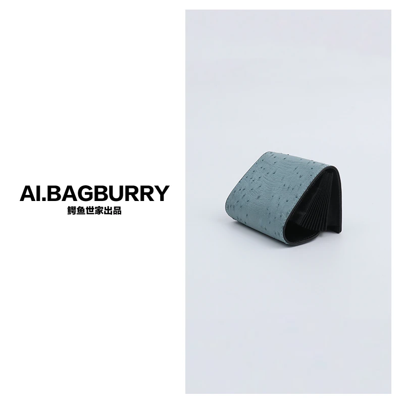 AI.BAGBURRY2025新款女士真皮休闲百搭时尚鸵鸟皮卡包