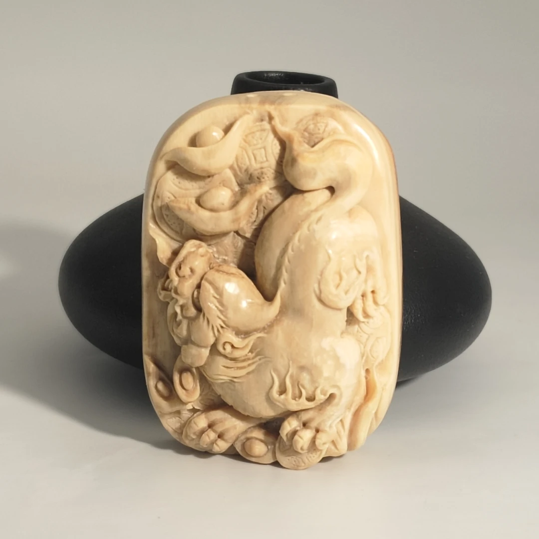 猛犸牙雕白冰料貔貅61*43*22mm吊坠假一罚四X58