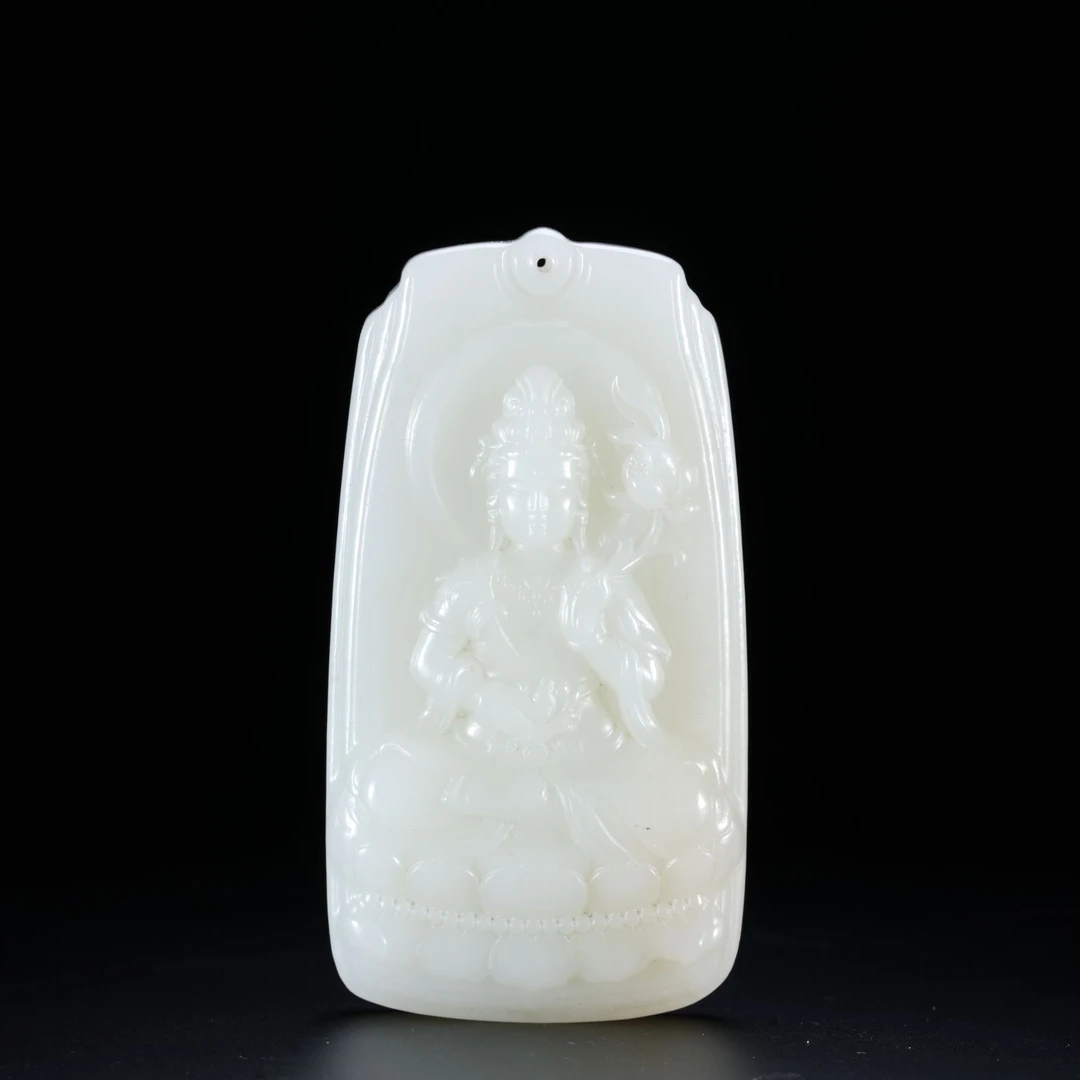 HTY4-24臻藏·和田白玉观音牌【玉石拍卖】