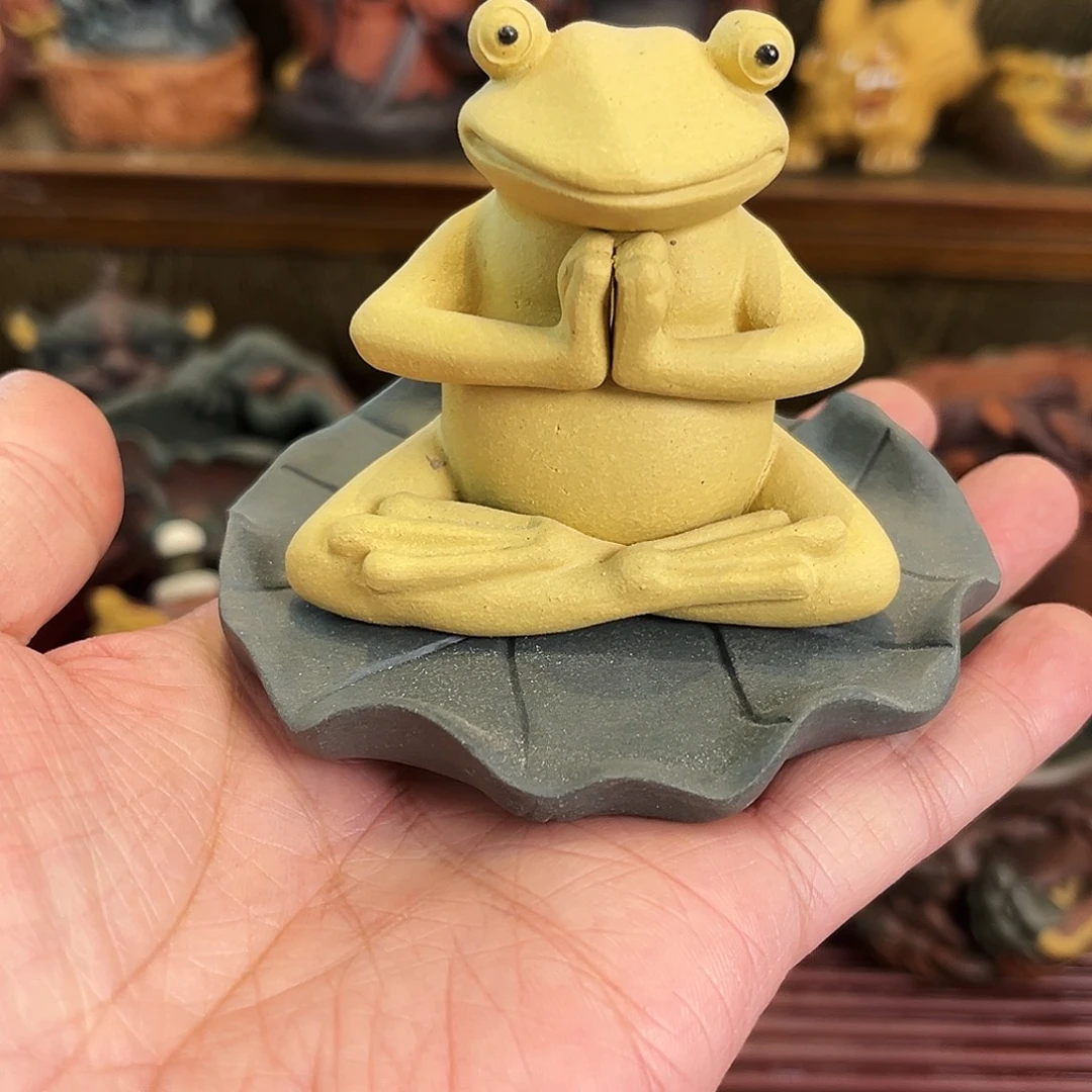 茶宠紫砂青蛙荷叶茶宠