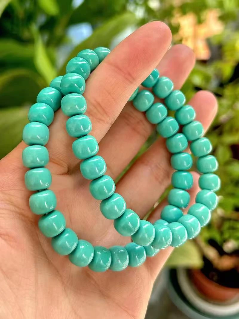 手链 湖北十堰天然果冻绿色手串圆珠老型DIY搭配设计(通拍链接）