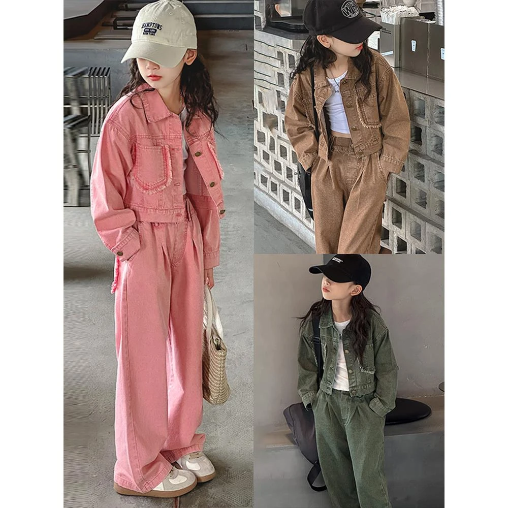 女童秋季牛仔套装2025新款大童女孩早秋外套儿童秋装网红炸街衣服