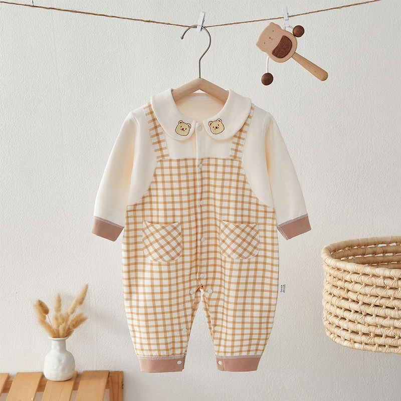 婴儿衣服春秋a类无骨纯棉宝宝长袖连体衣爬服睡衣护肚新生儿哈衣