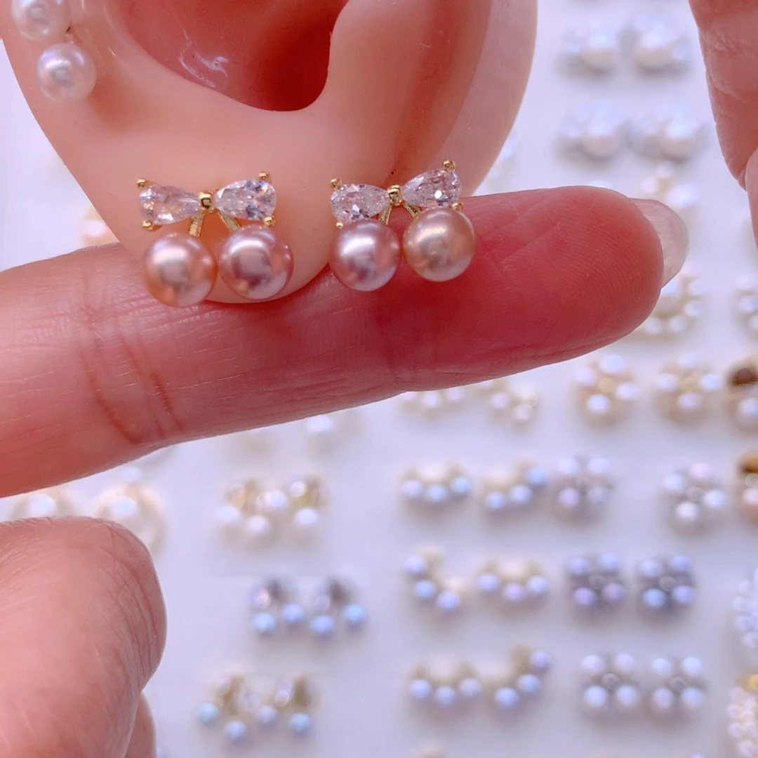 合金淡水珍珠耳饰