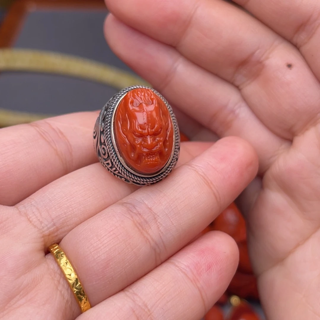 南红玛瑙配饰银S925镶嵌太*鸟