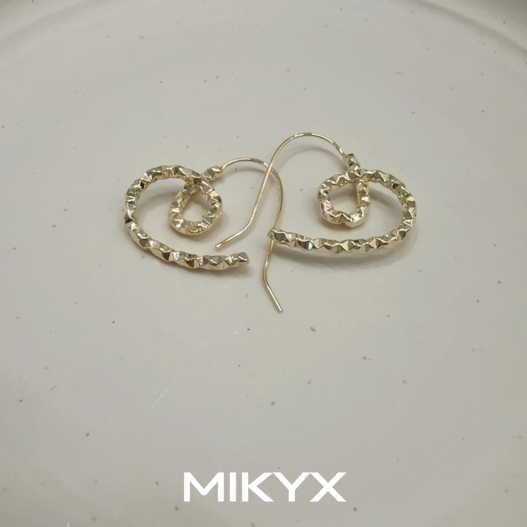 mikyx 铜合金耳饰 金色爱心不规则耳环B624