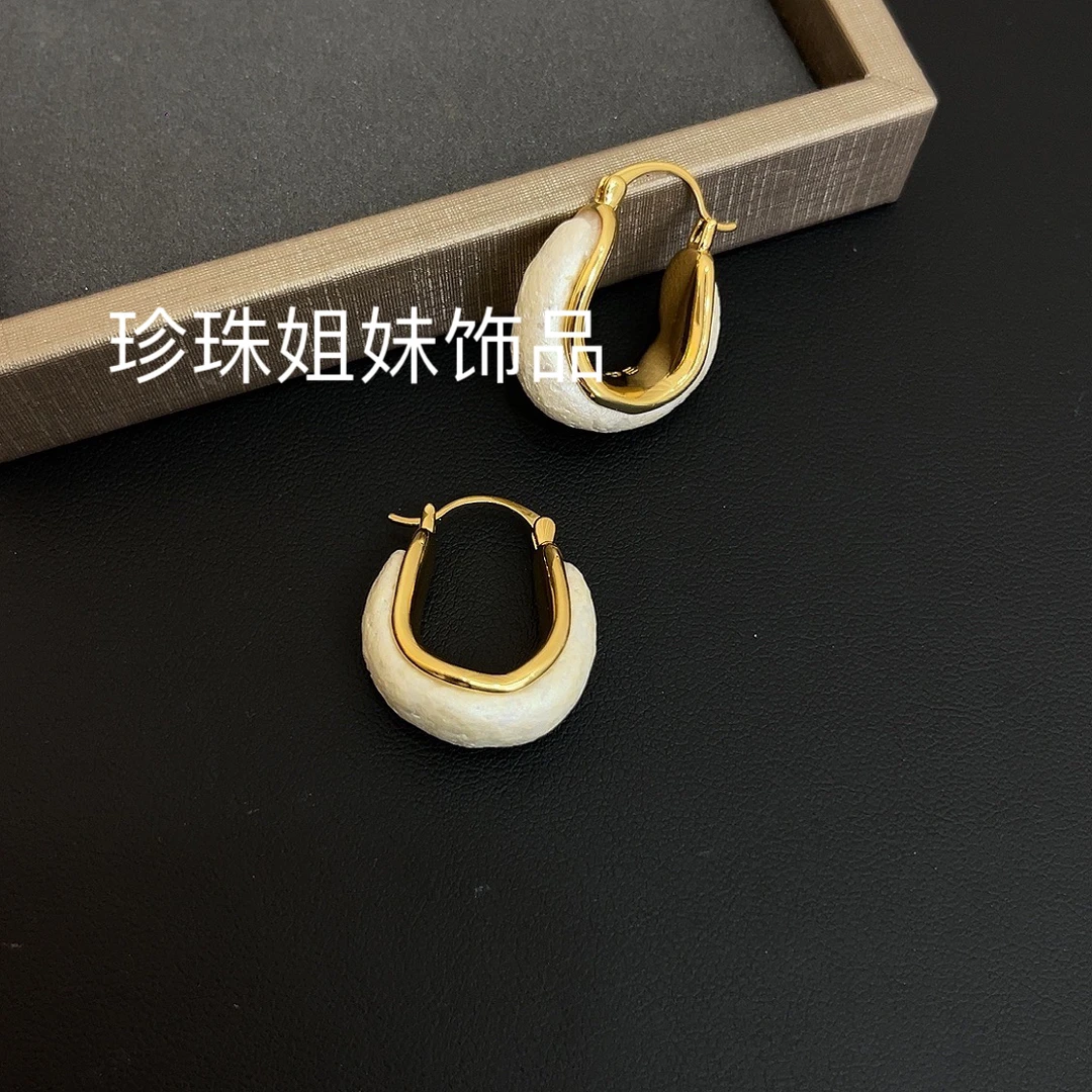 铜合金树脂耳饰 （棉花珠波纹耳扣）高品质轻奢复古时尚