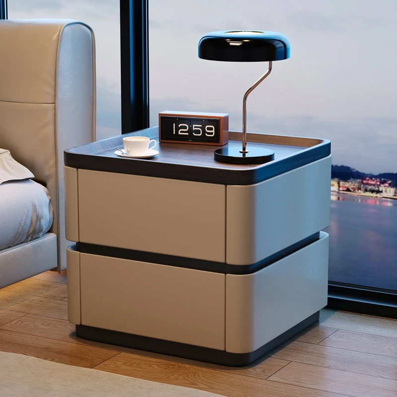 床头柜卧室带锁现代简约意式极简收纳柜储物柜轻奢高级床边柜整装