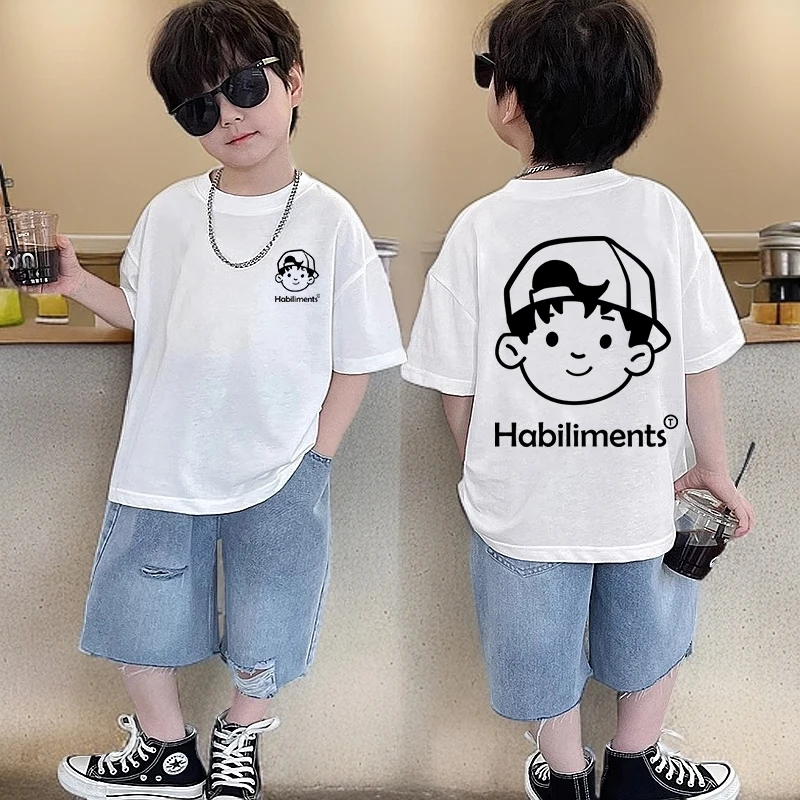 男童夏季潮牌宽松短袖t恤2025新款纯棉体恤儿童男孩夏装炸街上衣
