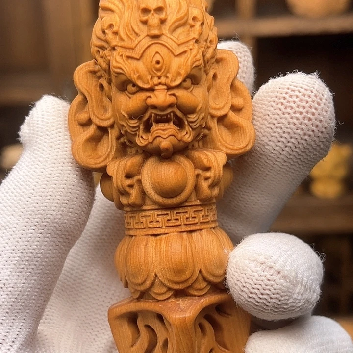 木崖柏大黑天手把件绳子十二公分