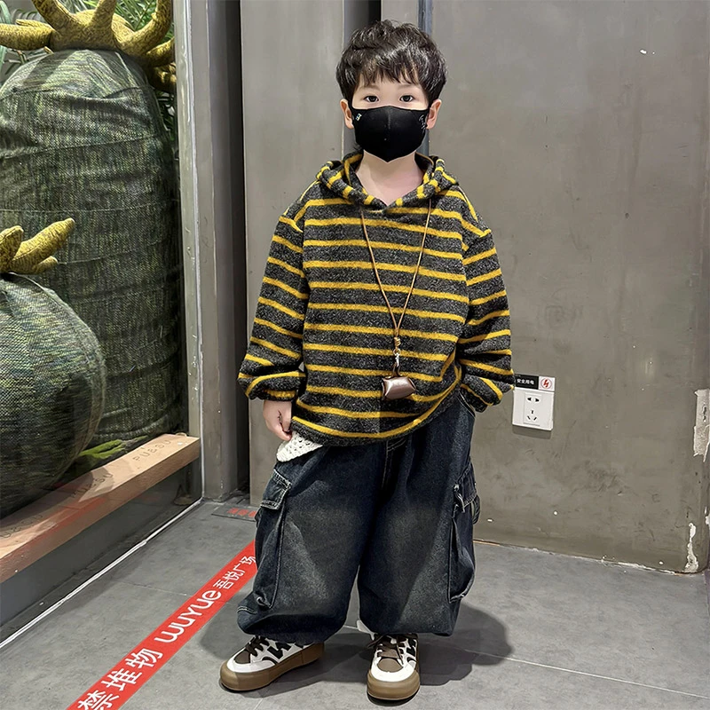 男童套装2025秋装帅气卫衣牛仔裤时髦韩版潮款儿童卫衣