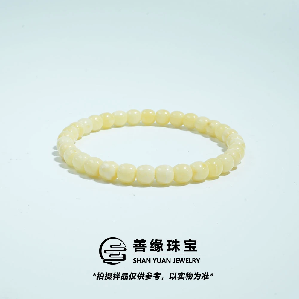 【善缘】天然俄料琥珀蜜蜡精工高桩极限弧老型6mm素圈手串