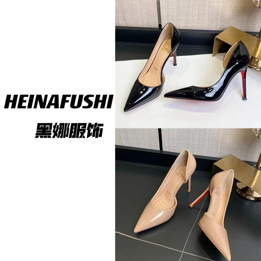 HEINA侧空尖头气质红底高跟鞋FF222