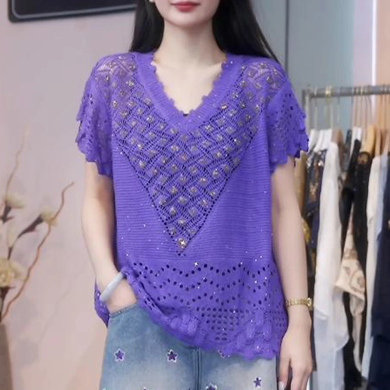 宽松显瘦气质时尚休闲百搭体恤2025夏季新款拼接设计小众女装上衣