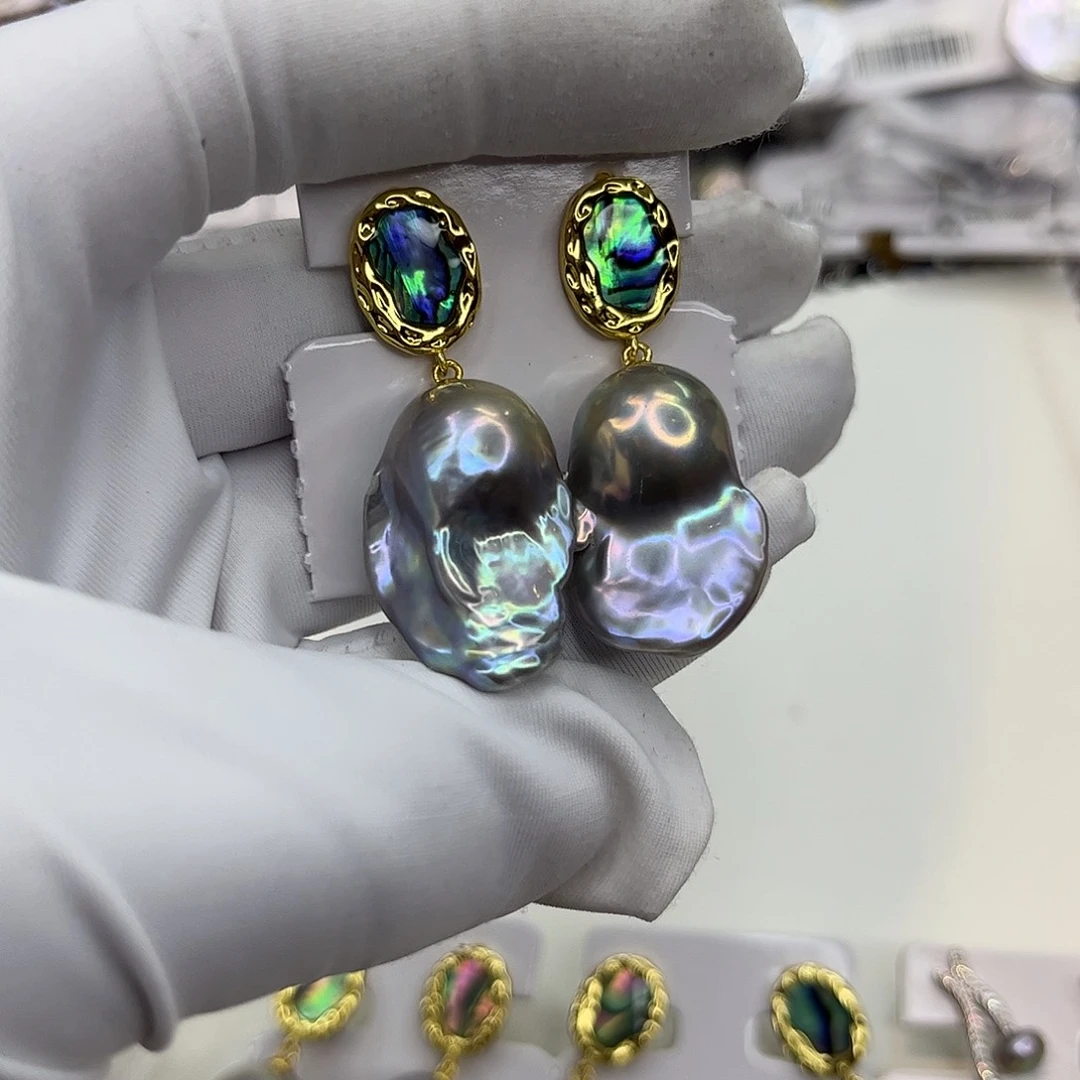 淡水珍珠耳饰合金