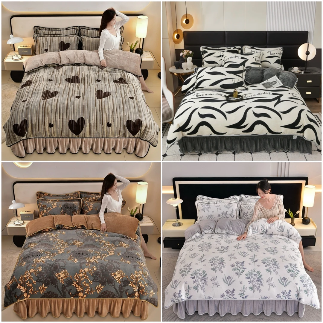 拉萨发货8斤爆款牛奶绒四件套双面绒被套防静电可水洗机洗套装