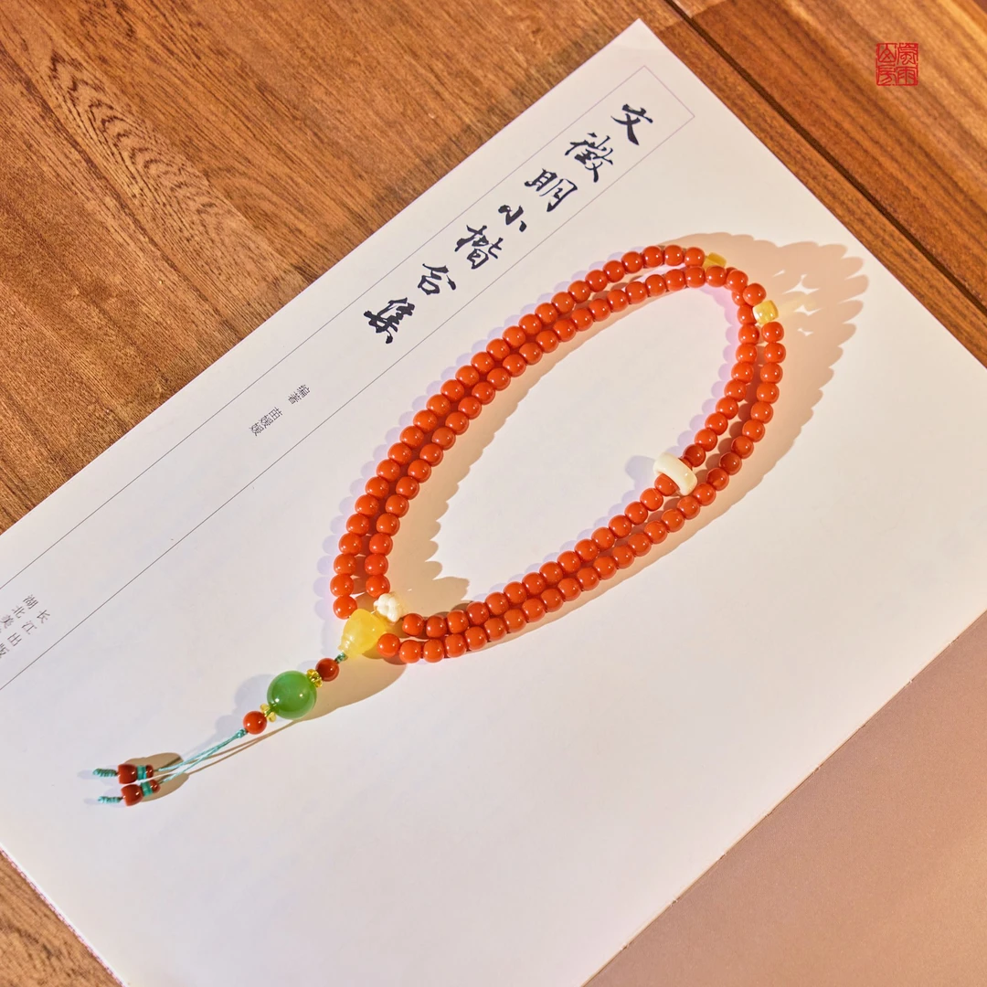 南红  满红柿子红  猫眼碧玉多宝绕手  项链毛衣链手串吊坠   7mm