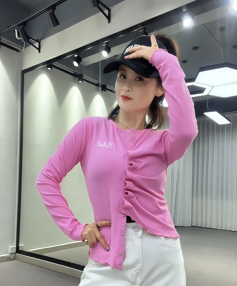 9557长袖爵士修身刺绣性感小衫纽扣跳舞内搭新款打底辣妹短款上衣