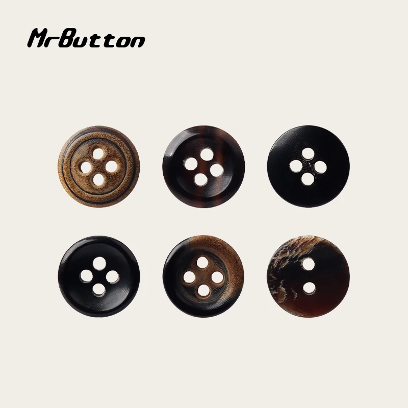 MR BUTTON 高档牛角花纹纽扣男女百搭衬衣衬衫扣夏polo衫装饰配件