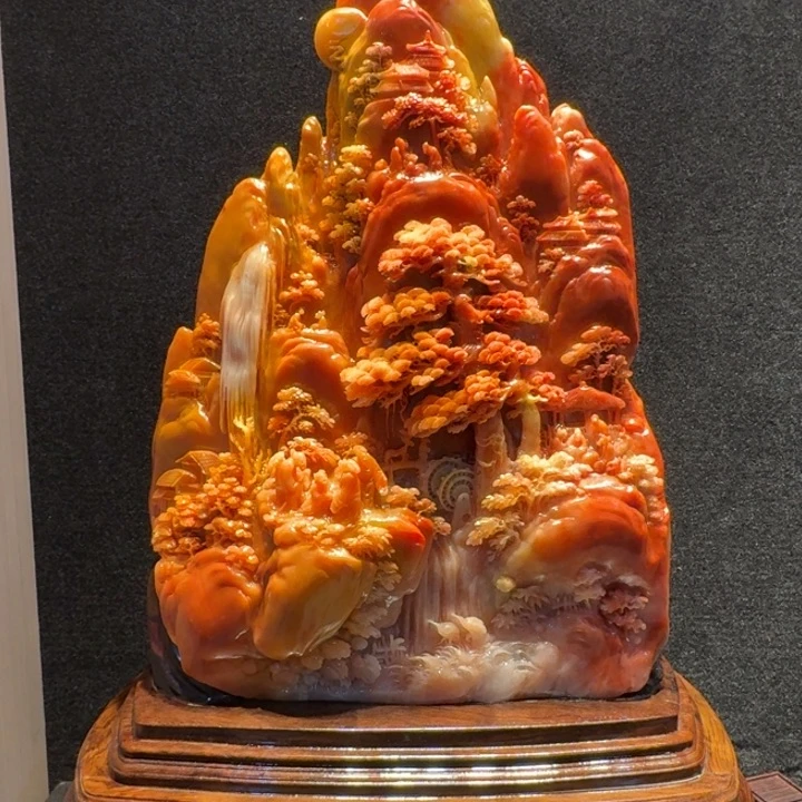 美***丽寿山石山水摆件艺术品