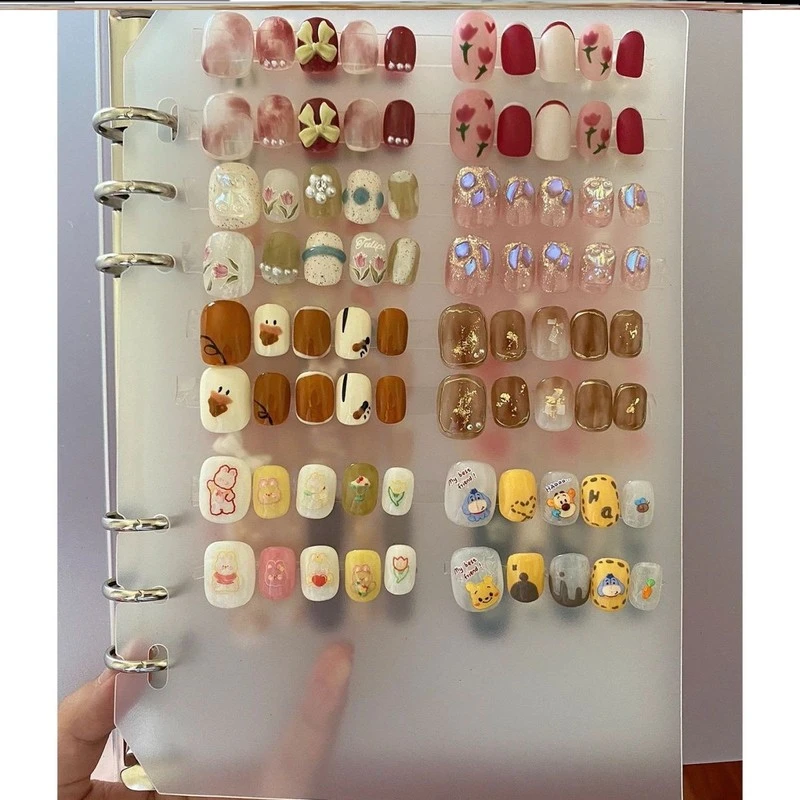 色卡甲片分类收纳册磨砂质感穿戴甲片收纳夹展示板美甲店展示板