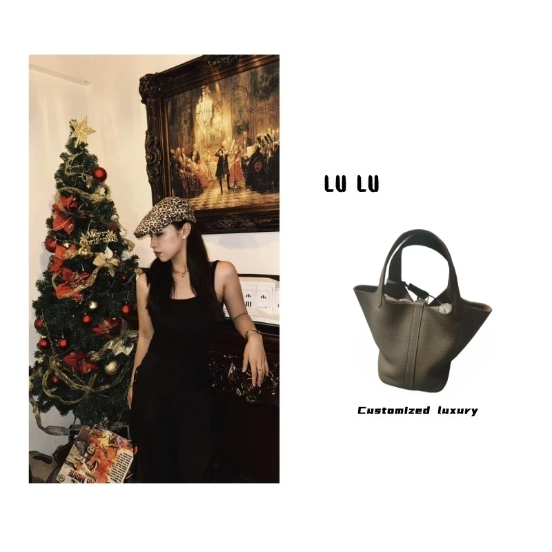 时尚百搭真皮女包 10185 菜篮子 ACL  灰白棕蓝粉  clz